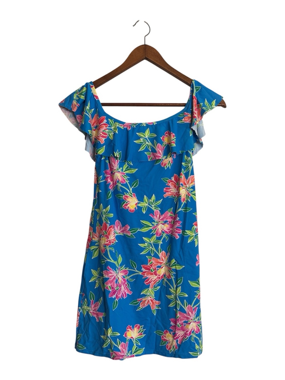 Tommy Bahama Blue Pink Tropical Floral Off The Shoulder Beach Dress - Picture 2 of 7